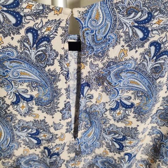 H&M BLUE AND BEIGE PAISLEY PRINT MINI DRESS 12. - Picture 3 of 4